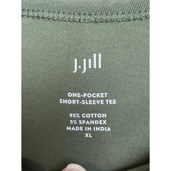 J Jill One Pocket Cotton Short Sleeve Tee T-Shirt Size XL Green Soft Classic - Picture 7 of 11